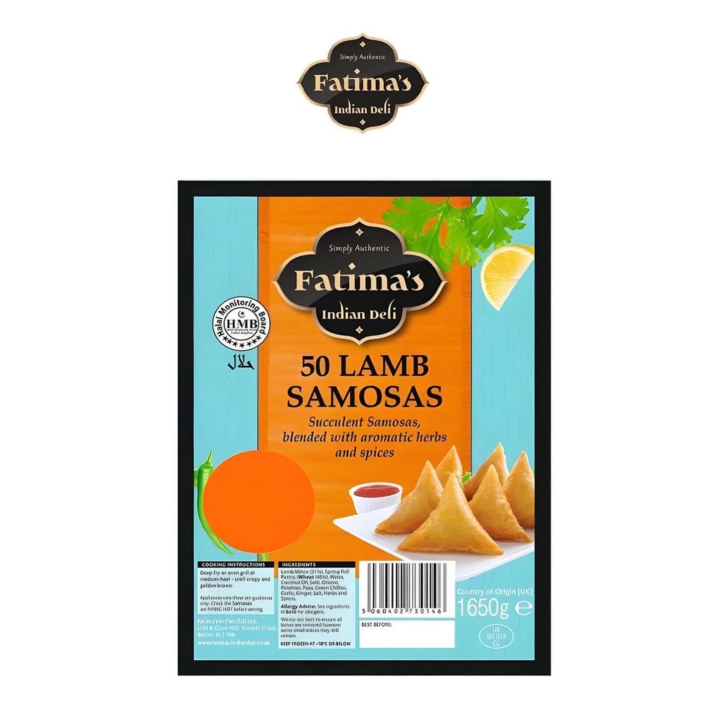 Barkat Fatima's Halal Indian Deli 50 Lamb Samosas