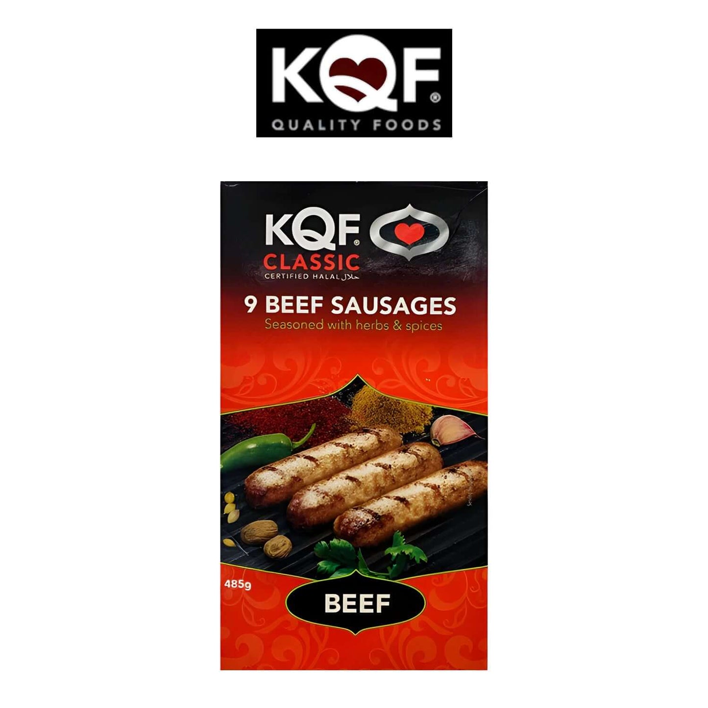 Barkat KQF Classic 9 Beef Sausages with herbs Spice - Halal