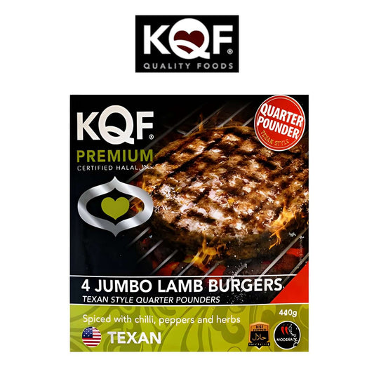 Barkat KQF 4 Jumbo Lamb Burgers with Texan Spice - Halal