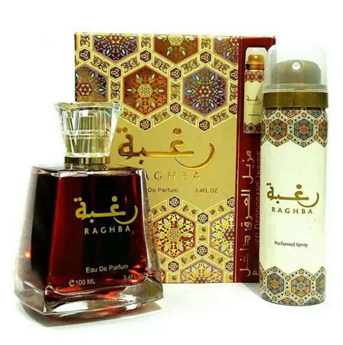Lattafa Raghba Women EDP Eau De Perfume with Deodorant Oud Musk Vanilla 3.4 Oz 100ml